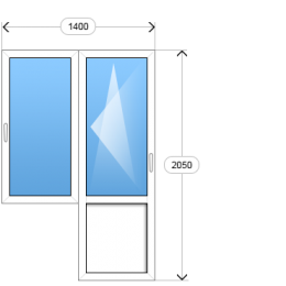 Балконный блок с одним окном 1440x2050 REHAU Blitz